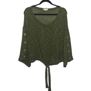 Altar'd State Green Scoop Neck Bell Sleeve Sweater